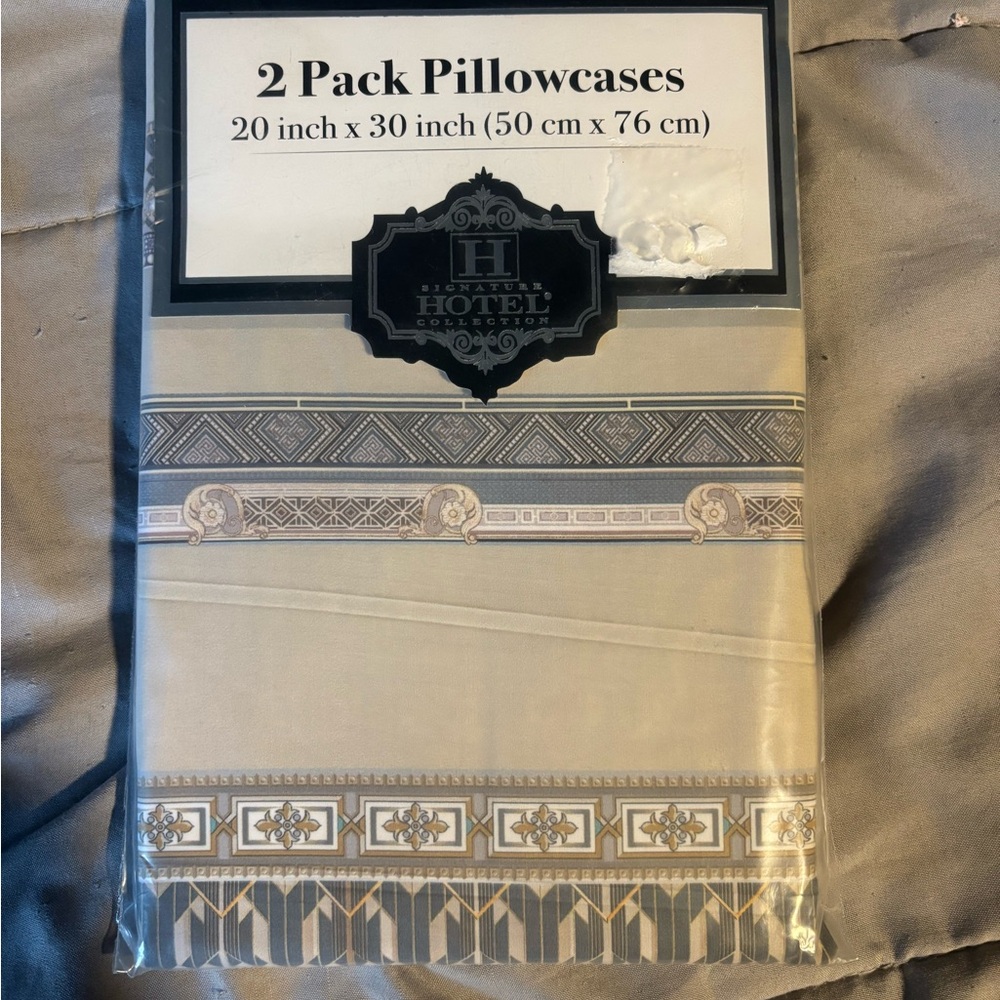 Signature Cream and Gray Pillowcases - 2 Pack